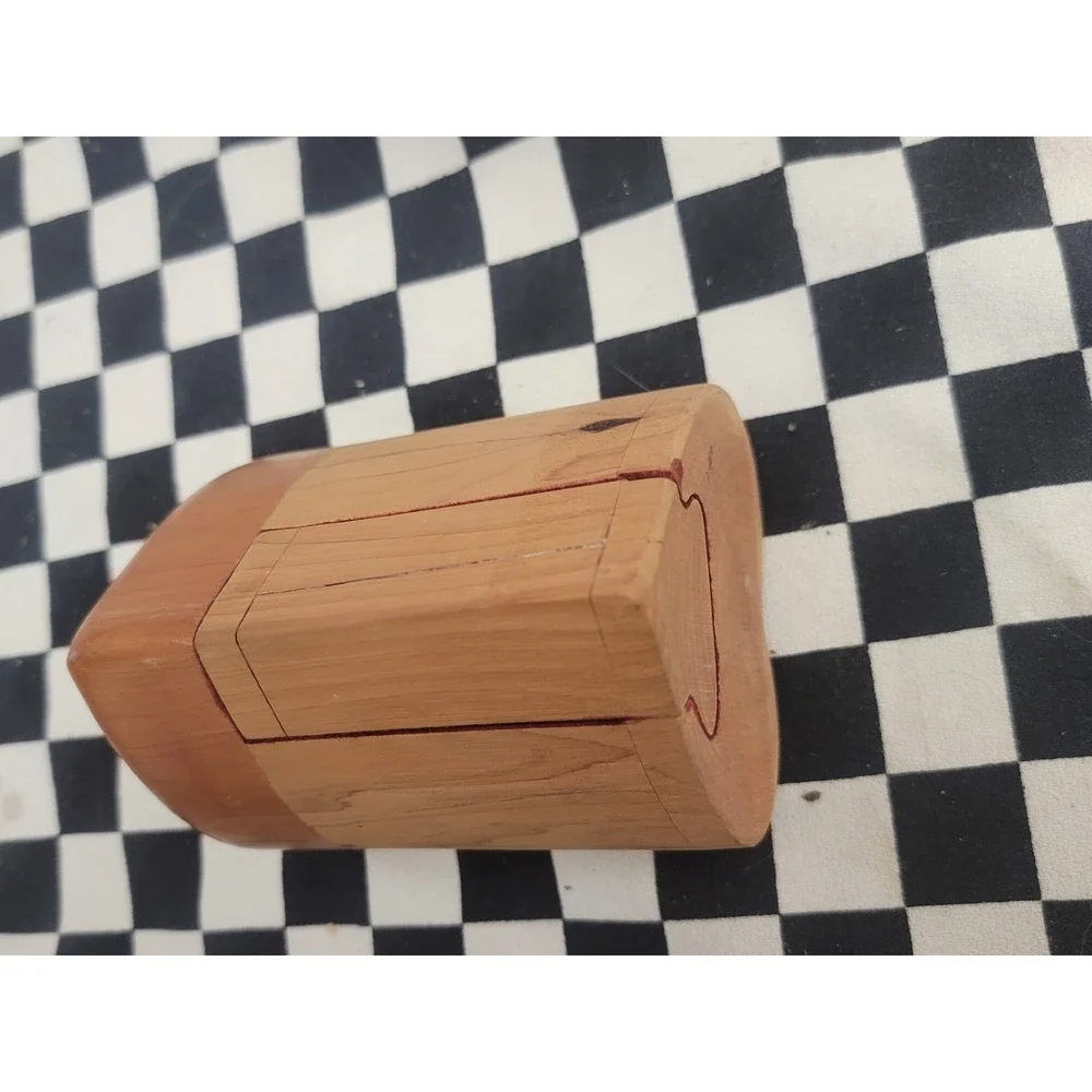 Hand-Carved Cedar Heart Secret Box •‎ Puzzle Drawer • Rustic Wood Trinket